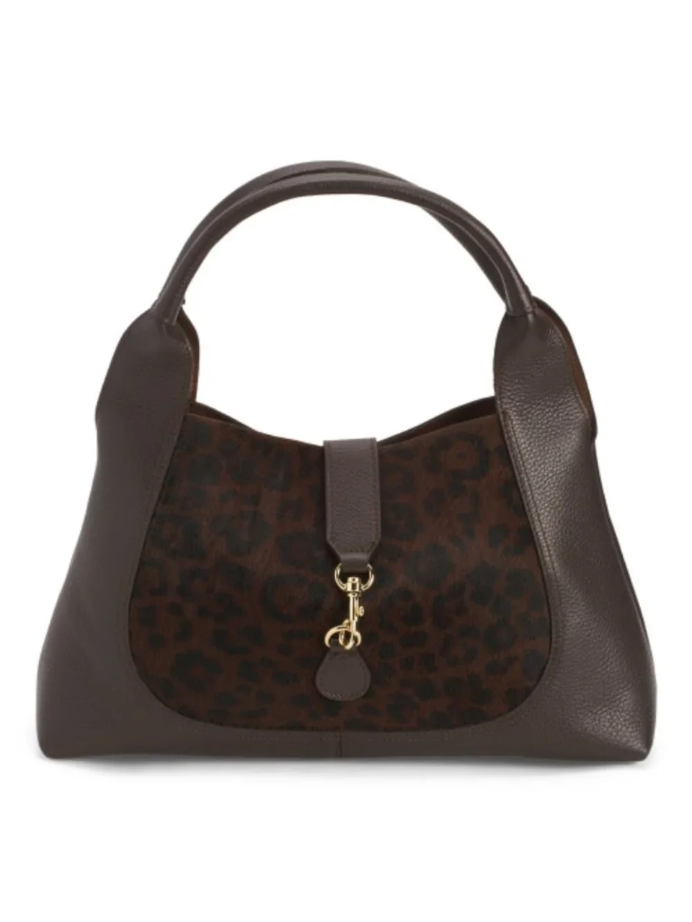 MARINA GALANTI Made In Italy Leather Large Hobo With Hair On Hide Front Panel